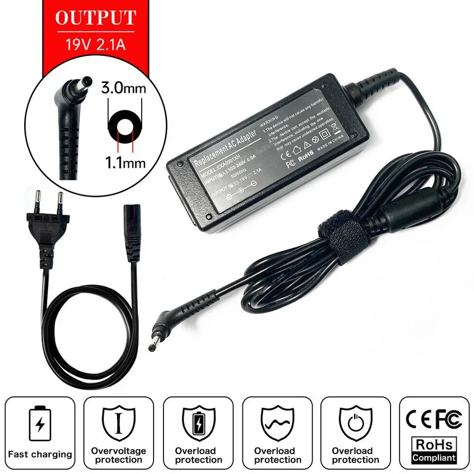 19V 2.1A 40W محمول Ac محول شاح - مراجعة Laptop Accessories Shop وسعره