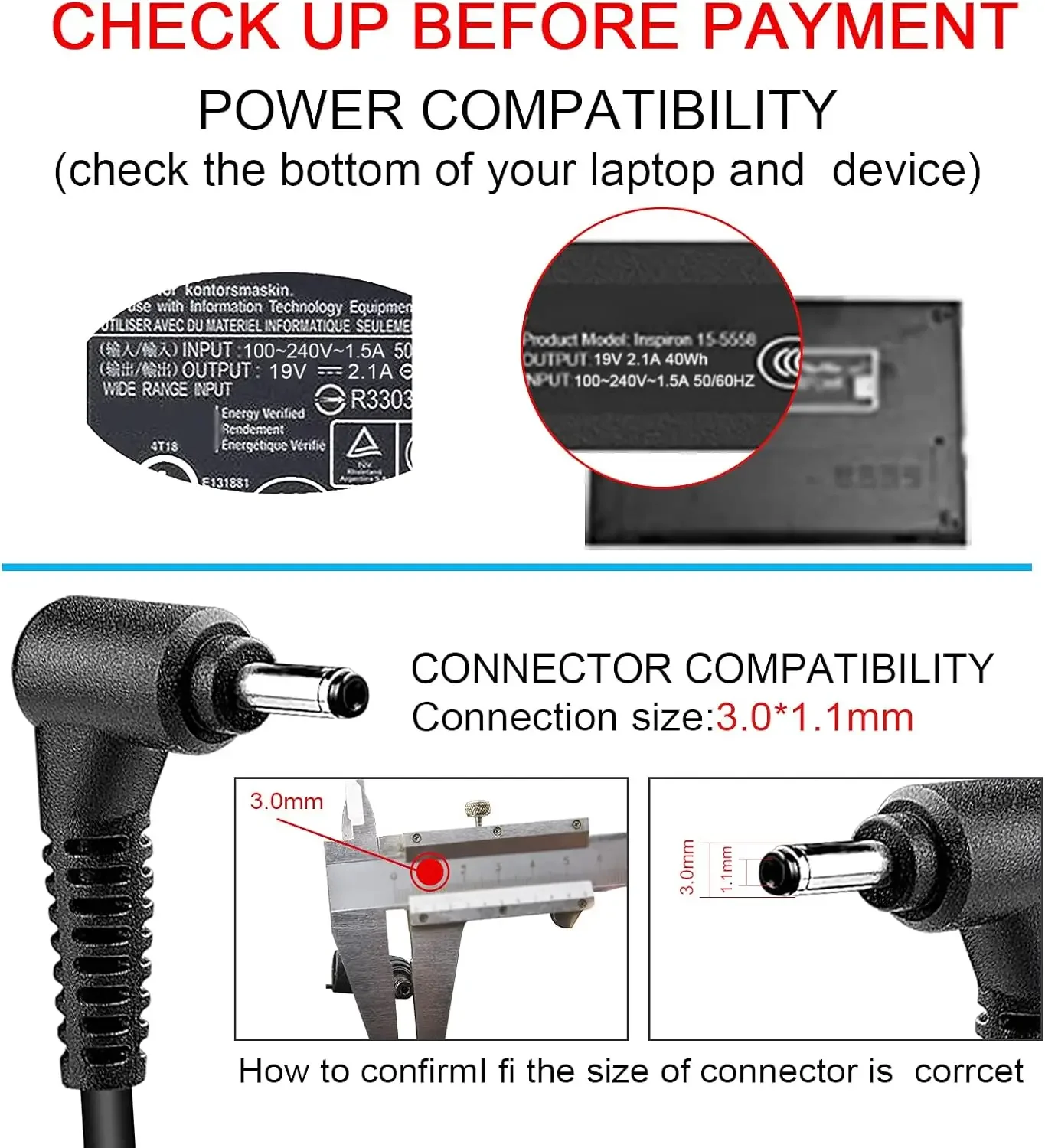 19V 2.1A 40W محمول Ac محول شاح - مراجعة Laptop Accessories Shop وسعره