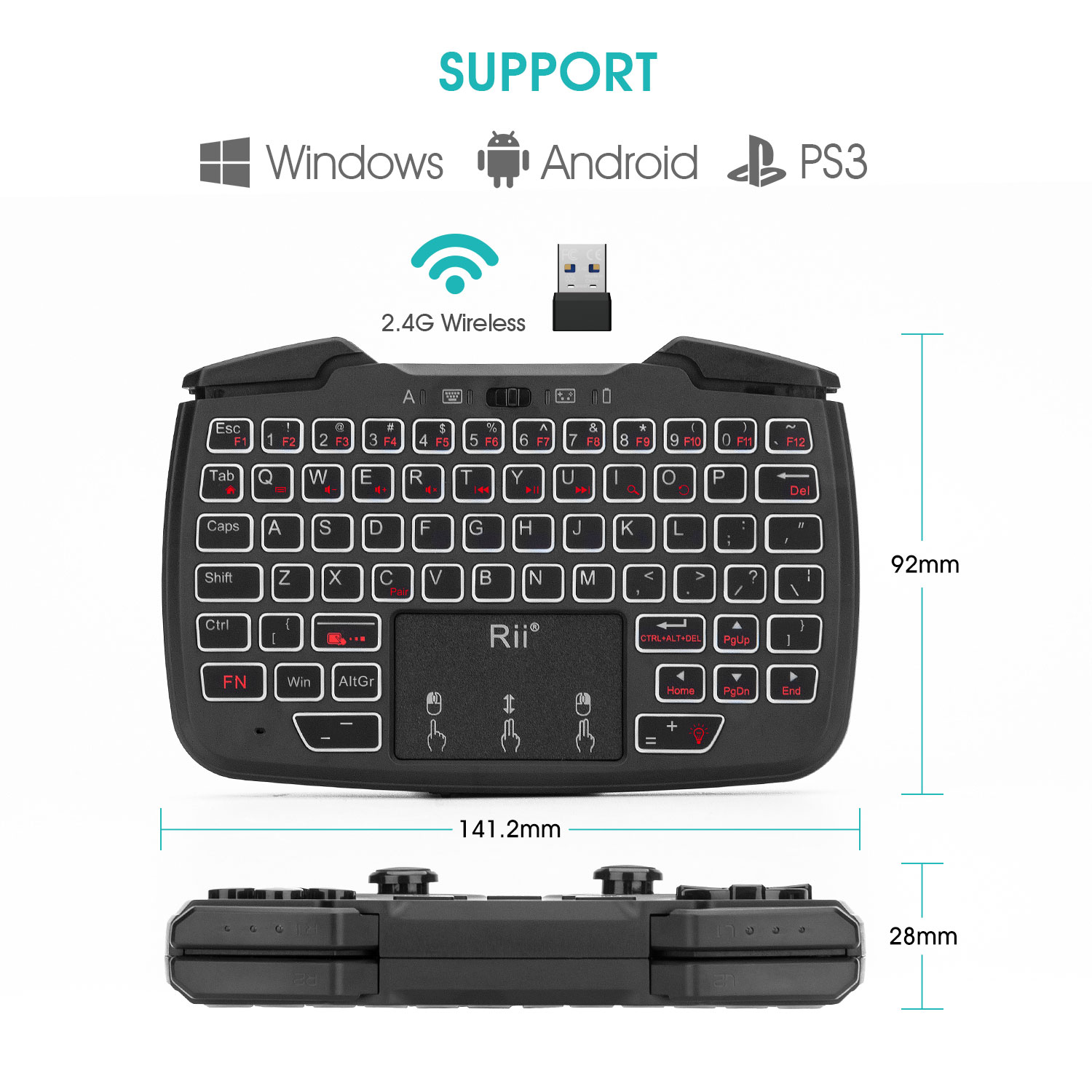 Rii RK707 2.4 جيجا هرتز وحدة ت - مراجعة Laptop Accessories Combo وسعره